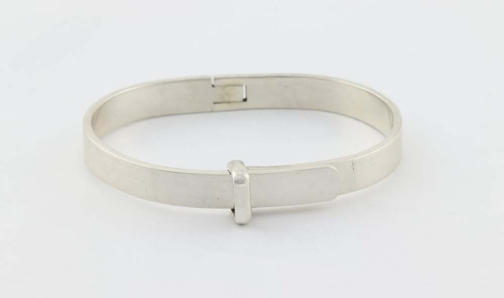 Sterling Silver Belt Design Bangle Bracelet 6 3/4" inch Taxco Mexico